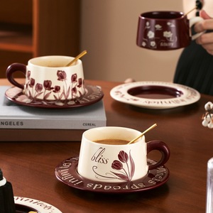Wholesale <b>Floral</b> Tea Cup and Saucer Set Ceramic Coffee Mugs Couple Gift Set - Product Image 2