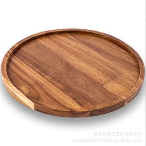 Acacia Wood Round Serving <b>Tray</b> <b>Large</b> Waterproof Solid Wood Plate For Food Multipurpose Dish - Product Image 5