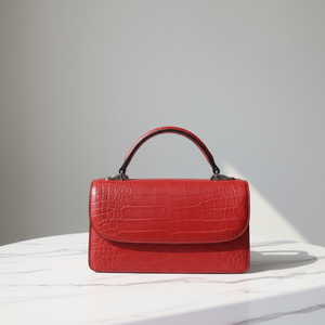 100% crocodile leather crossbody crocodile leather box bag top handle work bag date night shoulder bag - Product Image 1