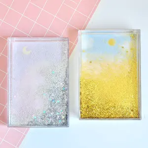 4x6 Gold Transparent Glitter Liquid Acrylic Plastic Photo Frame for Wholesale