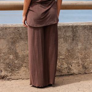 Pantalons amples à volants de plage personnalisés en usine, respirants, taille haute, design de haute qualité, 100% coton - Product Image 3