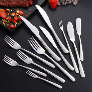 Elegant 304 SS Cutlery <b>Set</b>, Steak Knife Fork Dinner Spoon, Butter Spreader Coffee Spoons for Hotel Western Dining - Product Image 3