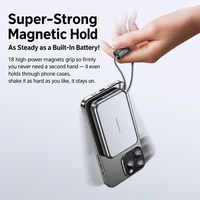 Batterie externe magnétique sans fil 10000mAh 22.5W PD à charge rapide avec câble intégré 3 en 1, mince et portable