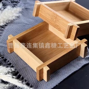 Bandejas de madera para verduras del fabricante Caoxian, bandejas cuadradas de bambú y madera estilo japonés, presentación creativa de alimentos para uso comercial. - Product Image 2