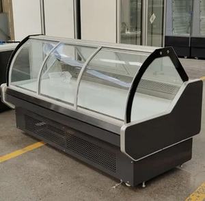 Équipement de réfrigération commerciale supermarché <span class=keywords><strong>boucherie</strong></span> courbe verre congélateur viande affichage réfrigérateur - Product Image 6