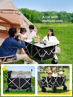 Chariot pliable à quatre roues en alliage d'aluminium et tissu Oxford 600D pour le camping, les courses, le rangement, les pique-niques et les voyages, grande taille