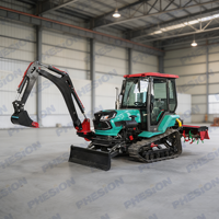 Tractor de orugas de alta eficiencia de 50 HP con zanjadora y rastra para zanjas, equipo multifuncional para labranza de arrozales
