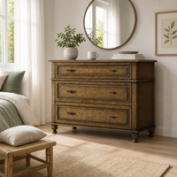 Table de Chevet de Luxe Flexible en Bois Massif avec 3 Tiroirs de Rangement pour Chambre Parentale de Luxe (MOQ Flexible)