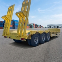 Remorque à plateau basse Dingtu populaire, 3 essieux, avec échelle à ressorts renforcée, en acier durable, pour le transport de bulldozers et d'équipements lourds, capacité 150T