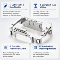 Support structurel multi-trous en aluminium pour pince robotisée, usiné CNC 5 axes, pièce d'automatisation de précision OEM