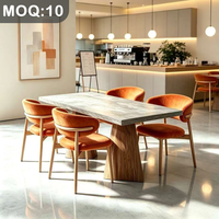 Personnalisation OEM ODM, chaises en bois massif modernes et luxueuses, revêtement en velours, table à 4 places, ensemble de salle à manger pour hôtel