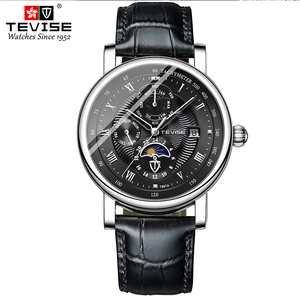 Montre en cuir mécanique multifonction à six aiguilles 30M Montre TEVISE étanche pour hommes - Product Image 5