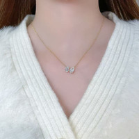 Collana con Pendente in Oro 18K e Diamanti Coltivati in Laboratorio per Donne, Doppio Diamante a Goccia e Quadrato, Catena alla Moda, Gioielli Raffinati, Collane Delicate