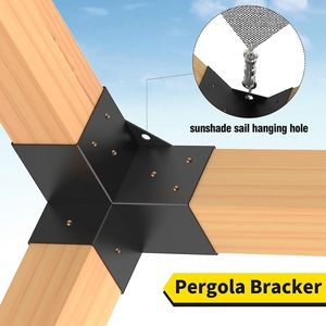 Kit de supports de pergola 4x4 pouces, supports d'angle à 90 degrés à 3 voies avec ancrage de base pour poteau, pour pergola de patio et gazebo - Product Image 6