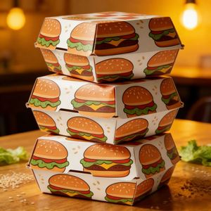 Boîte en papier alimentaire jetable personnalisée avec logo pour hamburgers, design Togo, résistante à la graisse - Product Image 2