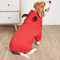 Sweat-shirt à capuche pour chien Halloween Hiver en polyester avec cornes de diable 3D noires, pull unisexe pour chiens tailles XXS-5XL
