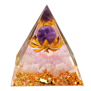 <b>Crystal</b> <b>Chip</b> Pyramid Resin Epoxy Craft Desktop Ornament Amethyst Lotus Home Decoration Gift - Product Image 5