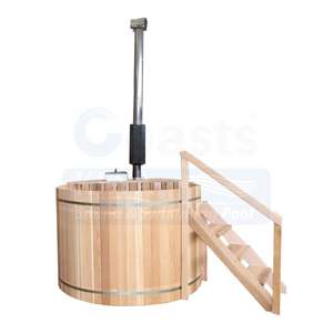 Bain à remous personnalisé en cèdre rouge 4-6 personnes Baignoire extérieure avec poêle à bois et <span class=keywords><strong>escalier</strong></span> - Product Image 3