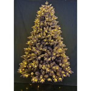 2026 Wholesale Indoor 4/5/6/7/8FT Pre Lit Flocked PE Snowflake Realistic <strong>Artificial</strong> Christmas <strong>Tree</strong> with Led <strong>Light</strong> - Product Image 1