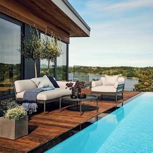 Canapé d'extérieur en alliage d'aluminium en forme de L avec housse en tissu durable pour hôtel - Product Image 3