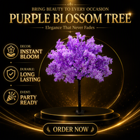Arbre artificiel en fleurs de cerisier violettes en soie, sur pied, pour mariages, décoration renforcée en fibre de verre