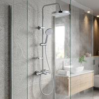 Ensemble de robinetterie de douche en laiton avec douchettes à jet pluie et douchette à main, système de douche mural pour la rénovation de salles de bain d'appartements