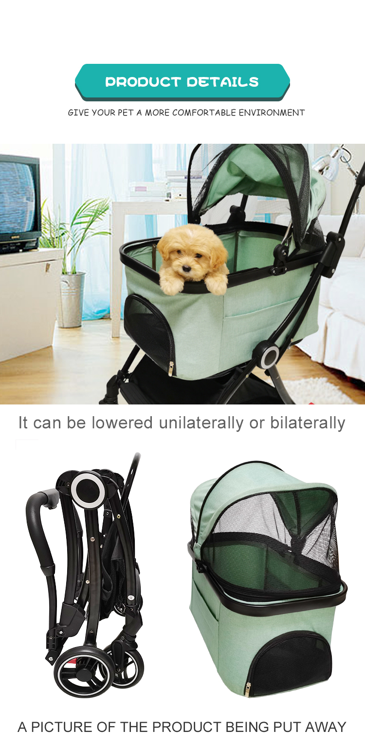 Dog Trolley Folding Outdoor Camping Dog Stroller Travel Bag Pet Animal Cat Cart Carrier Twin Dog Stroller