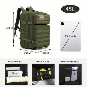 Wholesale Custom Logo Waterproof Tactical Bag for Men 900D Oxford Molle <b>Backpack</b> Durable 45L Tactical Duffel Bag for Hiking - Product Image 3