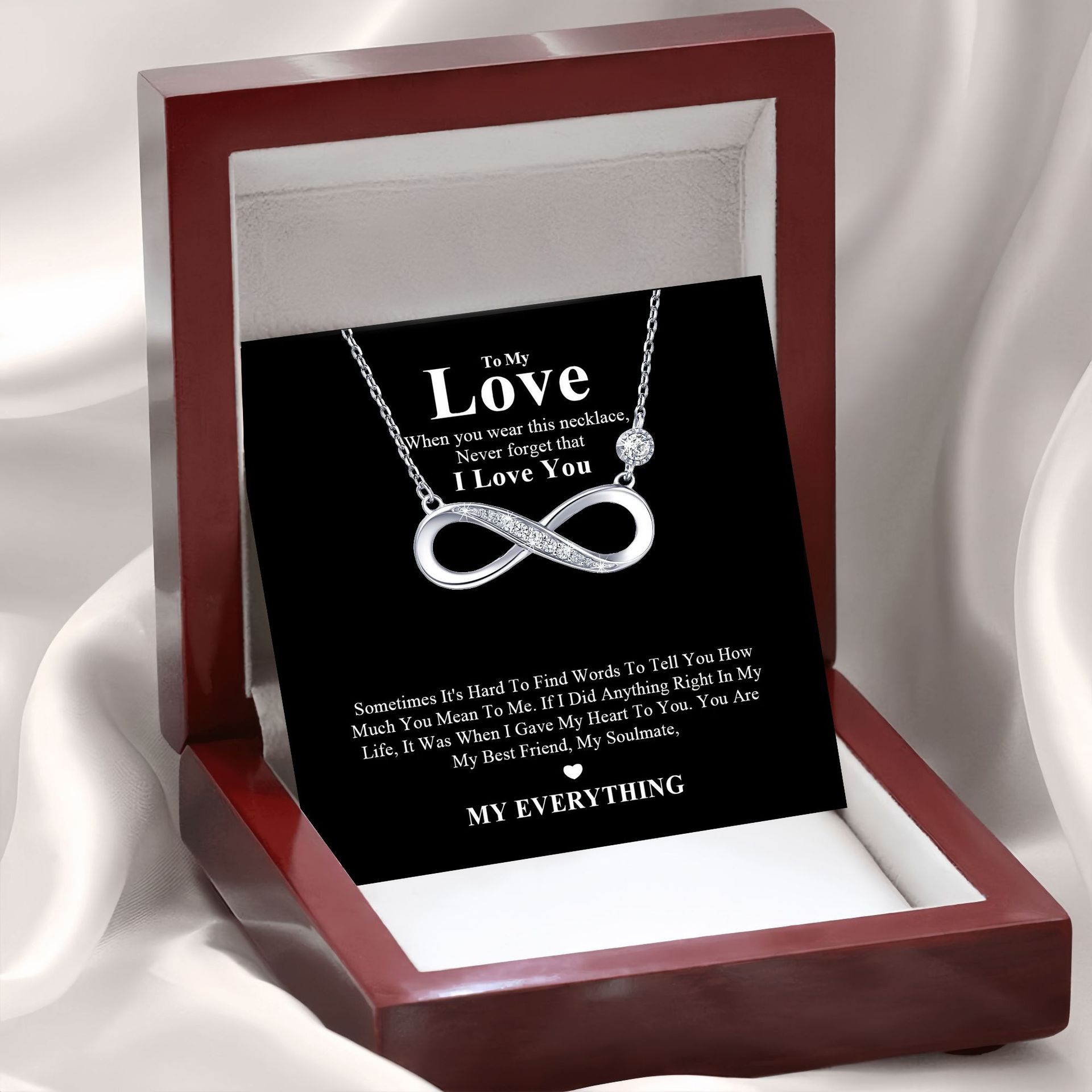 8-character necklace no lights-wooden gift card