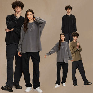 Otoño 2024 nuevo Batik Waffle 350g agua <span class=keywords><strong>de</strong></span> lavado para hacer viejo manga larga High Street moda marca hombres Retro sudaderas - Product Image 1