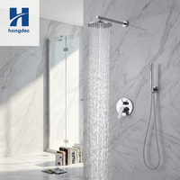 Ensemble de douche thermostatique mural en laiton chromé poli avec pommeau de douche pluie de 8 pouces pour appartement et hôtel