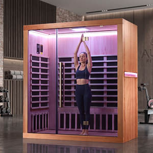 Sauna de Infrarrojos Lejanos de Lujo para 3-4 Personas, Cabina de Sauna Seca de Madera de Hemlock para Gimnasio en Casa, Amplio Espacio, Bajo EMF - Product Image 1