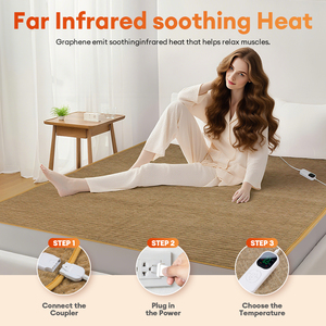 Coperta Elettrica Riscaldante a Infrarossi Lontani con Doppio Controllo, in Fibra di Carbonio e Ciniglia, Misura Queen per l'Inverno - Product Image 2
