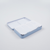 Art Kreation Pastellblau Premier Weißblech-Aquarellpalette Box Farbenfroh 12 Stück Halbe Tiegel 12x7x2cm für Aquarellmalerei