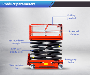 Plateforme élévatrice à ciseaux électrique automatique de 12 m, capacité de charge de 230 kg à 320 kg, autopropulsée, pour la construction et l'entretien des bâtiments - Product Image 4