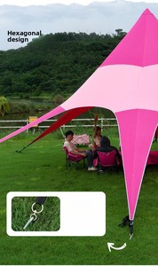 Carpa <span class=keywords><strong>de</strong></span> Camping con Toldo <span class=keywords><strong>de</strong></span> Una Sola Punta, Impermeable, Diseño Colorido en Tela Rosa para Carpa Araña - Product Image 3