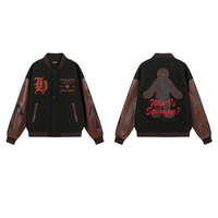 Veste bomber varsity à broderie personnalisée, trois couleurs, haute qualité, bleu marine, streetwear hip hop, vestes de baseball