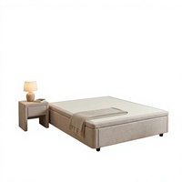 Base de lit sans tête de lit en tissu, cadre métallique robuste, lits de rangement pour projets d'appartements et d'hôtels (OEM/ODM)