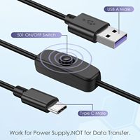 Usine 1.2M Micro-USB vers Type-C Câble de charge avec bouton de commutation marche/arrêt Câble de lampe à LED en métal et gaine en PVC
