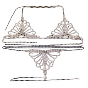 Nuovo Set Intimo DS 2025 con Reggiseno a Rete Traforato con Strass e Perizoma, Decorazioni per Donna, Gioielli per il Corpo per Festival - Product Image 4