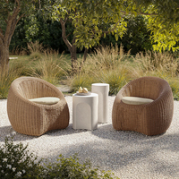 Ensemble de chaises œuf modernes en rotin tressé pour l'extérieur, chaises longues de patio avec coussins, meubles de jardin et de balcon
