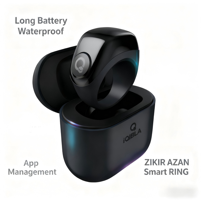 2025 IQIBLA Muslim Plastic Smart Ring IP68 Waterproof Zikir Tasbih Counter Praise Tally App Control Alarm Clock LED Display for