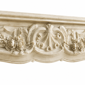 Traditional Marble <b>Fireplace</b> Mantel With Ornate Carving Super Cream Marfil Stone Indoor Wood Burning Hearth For Dining Room - Product Image 4