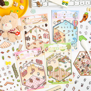 Papelería Kawaii para Desestresarse, Escena en Miniatura 3D, Adhesivos Decorativos para Habitación, Adhesivos <span class=keywords><strong>de</strong></span> <span class=keywords><strong>Animales</strong></span> <span class=keywords><strong>de</strong></span> Dibujos Animados para Álbumes <span class=keywords><strong>de</strong></span> Recortes - Product Image 2