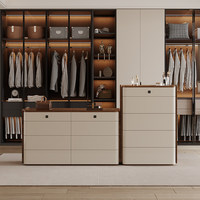 Commode à bijoux en bois de style italien antique à huit tiroirs avec serrure à empreintes digitales, multifonctionnelle, pour chambre principale, rangement de chevet