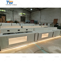 Comptoir de buffet moderne en marbre avec LED, design personnalisé, pour restaurants et hôtels, avec équipement de refroidissement pour usage commercial en centre commercial