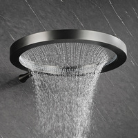 Système de douche à effet pluie en laiton brossé de luxe avec design moderne, ensemble de douche mural à poignée unique et grande pomme de douche