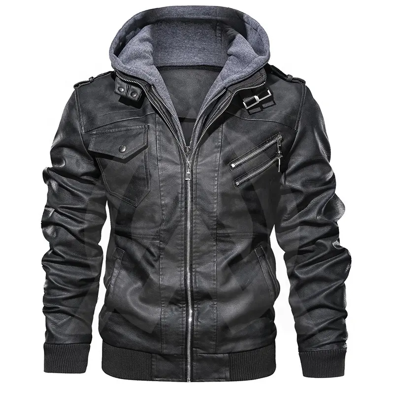 Fashionable Men Slim Fit Men Leather Jacket Coat Pleated-Design Winter Lined Warm Slim Black Zipper For Sale