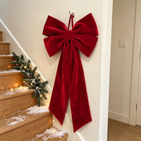 Grand nœud en velours rouge à double boucle, ornement de Noël, accessoire photo pour toile de fond de mariage, décoration d'ambiance festive