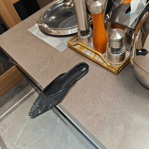 Jimmy Women's Trendy Pointed Toe Slip on Slippers Stylish Rhinestone <b>Slide</b> Sandals for Outdoor Casual Wear Chooing - Product Image 6